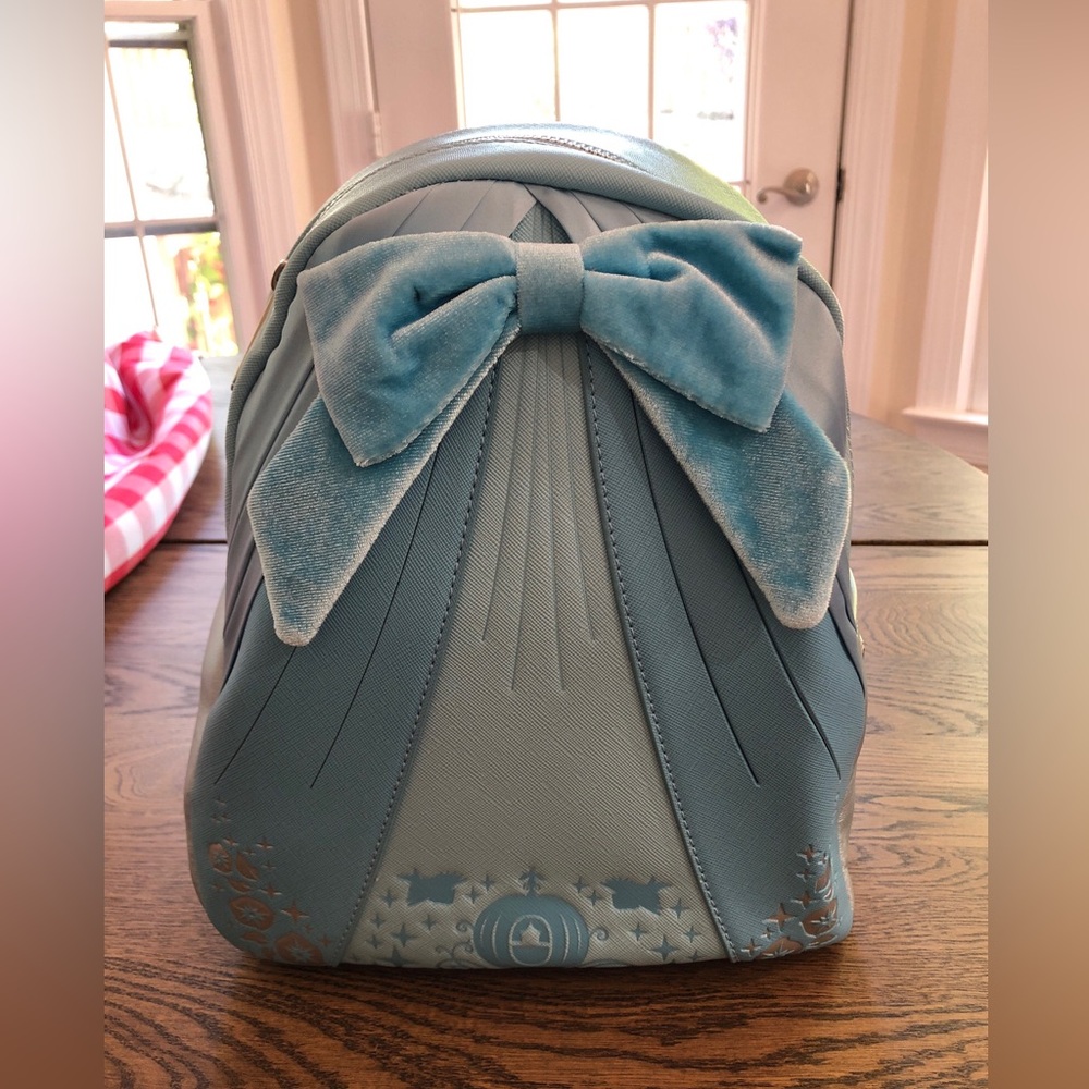 Loungefly Disney Cinderella Blue Bow Dress Mini Backpack -new